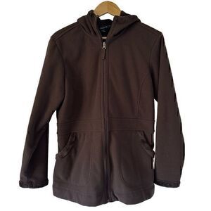 Lands End Womens Hooded Zippered Long‎ Fleece Spring Jacket Size M